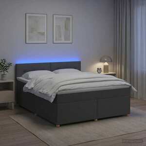 Imagine vidaXL Pat boxspring cu saltea Gri închis 140 x 190 cm Țesătură