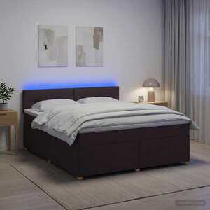Imagine vidaXL Pat boxspring cu saltea Maro închis 140 x 190 cm Țesătură