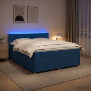 Imagine vidaXL Pat boxspring cu saltea albastru 140 x 190 cm Țesătură