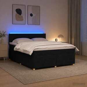 Imagine vidaXL Pat boxspring cu saltea Negru 160 x 200 cm Țesătură