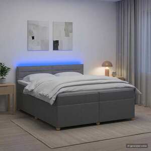 Imagine vidaXL Pat boxspring cu saltea Gri deschis 200 x 200 cm Țesătură