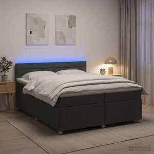 Imagine vidaXL Pat boxspring cu saltea Gri închis 200 x 200 cm Țesătură
