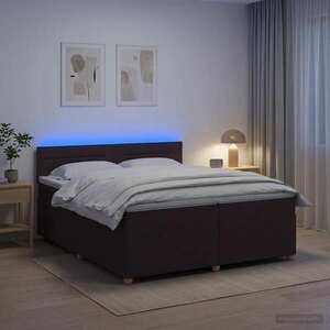 Imagine vidaXL Pat boxspring cu saltea Maro închis 200 x 200 cm Țesătură