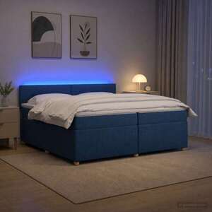 Imagine vidaXL Pat boxspring cu saltea albastru 200 x 200 cm Țesătură