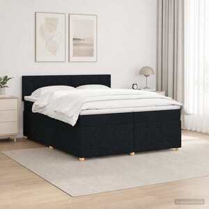 Imagine vidaXL Pat boxspring cu saltea Negru 200 x 200 cm Țesătură