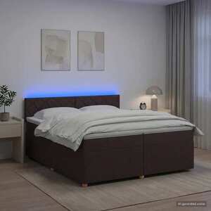 Imagine vidaXL Pat boxspring cu saltea Maro închis 200 x 200 cm Țesătură