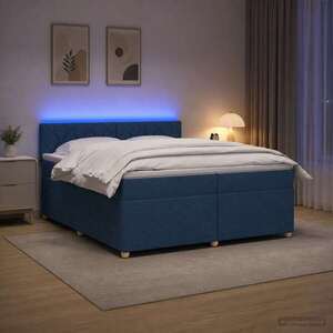 Imagine vidaXL Pat boxspring cu saltea albastru 200 x 200 cm Țesătură
