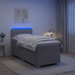 Imagine vidaXL Pat boxspring cu saltea Gri deschis 80 x 200 cm Țesătură