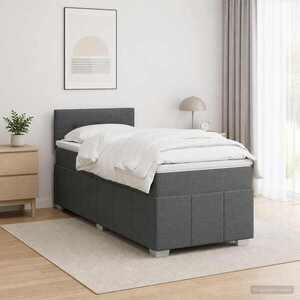 Imagine vidaXL Pat boxspring cu saltea Gri închis 80 x 200 cm Țesătură