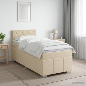 Imagine vidaXL Pat boxspring cu saltea cu benzi LED Crem 80 x 200 cm Țesătură