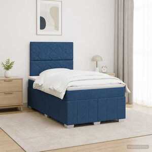 Imagine vidaXL Pat boxspring cu saltea albastru 120 x 200 cm Țesătură