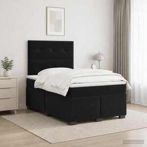 Imagine vidaXL Pat boxspring cu saltea cu benzi LED Negru 120 x 190 cm Catifea