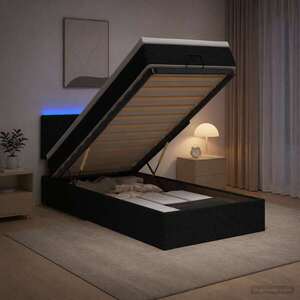 Imagine vidaXL Pat Ottoman cu Saltea și LED Negru 80 x 200 cm Țesătură