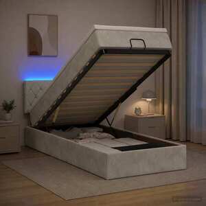 Imagine vidaXL Pat Ottoman cu Saltea și LED Gri deschis 80 x 200 cm Catifea