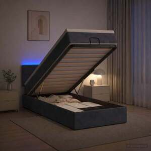Imagine vidaXL Pat Ottoman cu Saltea și LED Gri închis 80 x 200 cm Catifea