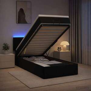 Imagine vidaXL Pat Ottoman cu Saltea și LED Negru 80 x 200 cm Catifea