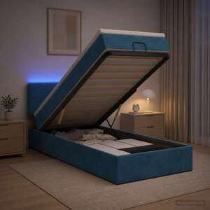 Imagine vidaXL Pat Ottoman cu Saltea și LED Albastru închis 90 x 200 cm