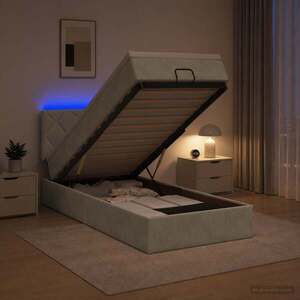 Imagine vidaXL Pat Ottoman cu Saltea și LED Gri deschis 80 x 200 cm Catifea