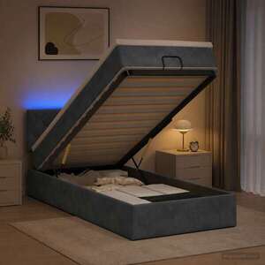 Imagine vidaXL Pat Ottoman cu Saltea și LED Gri închis 80 x 200 cm Catifea