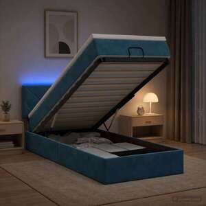 Imagine vidaXL Pat Ottoman cu Saltea și LED Albastru închis 90 x 190 cm