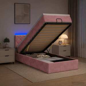 Imagine vidaXL Pat Ottoman cu Saltea și LED Roz 100 x 200 cm Catifea