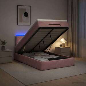 Imagine vidaXL Pat Ottoman cu Saltea și LED Roz 120 x 200 cm Catifea