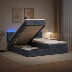 Imagine vidaXL Pat Ottoman cu Saltea și LED Gri închis 160 x 200 cm Catifea