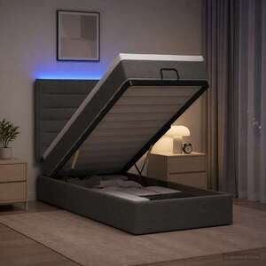 Imagine vidaXL Pat Ottoman cu Saltea și LED Gri închis 80 x 200 cm Țesătură