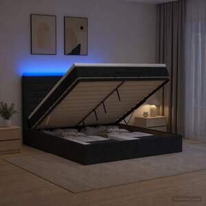 Imagine vidaXL Pat Ottoman cu Saltea și LED Negru 140 x 190 cm Țesătură