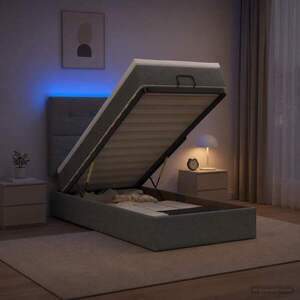 Imagine vidaXL Pat Ottoman cu Saltea și LED Gri închis 80 x 200 cm Țesătură