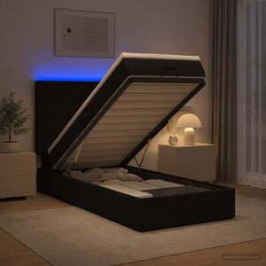 Imagine vidaXL Pat Ottoman cu Saltea și LED Negru 80 x 200 cm Țesătură