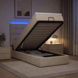 Imagine vidaXL Pat Ottoman cu Saltea și LED Crem 90 x 190 cm Țesătură