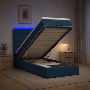 Imagine vidaXL Pat Ottoman cu Saltea și LED albastru 100 x 200 cm Țesătură