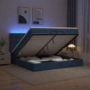 Imagine vidaXL Pat Ottoman cu Saltea și LED albastru 200 x 200 cm Țesătură