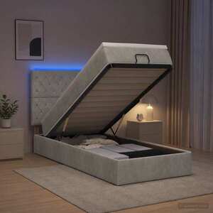 Imagine vidaXL Pat Ottoman cu Saltea și LED Gri deschis 80 x 200 cm Catifea