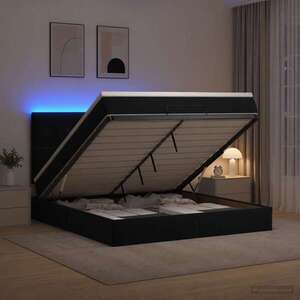 Imagine vidaXL Pat Ottoman cu Saltea și LED Negru 140 x 190 cm Catifea