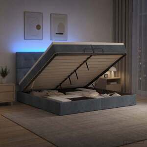 Imagine vidaXL Pat Ottoman cu Saltea și LED Gri închis 200 x 200 cm Catifea