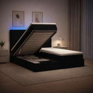 Imagine vidaXL Pat Ottoman cu Saltea și LED Negru 200 x 200 cm Țesătură