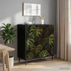 Imagine vidaXL Bufet ELBURG Stejar Negru 69 x 33 x 76 cm Lemn prelucrat