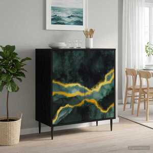 Imagine vidaXL Bufet WIJHE Stejar Negru 69 x 33 x 76 cm Lemn prelucrat
