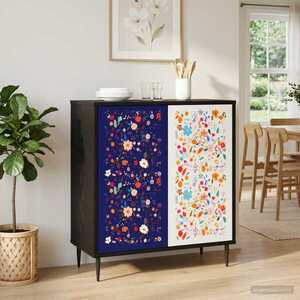 Imagine vidaXL Bufet MAINZ Stejar Negru 69 x 33 x 76 cm Lemn prelucrat