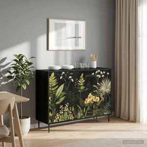 Imagine vidaXL Bufet RHENEN Stejar Negru 102 x 33 x 76 cm Lemn prelucrat