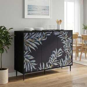 Imagine vidaXL Bufet DOKKUM Stejar Negru 102 x 33 x 76 cm Lemn prelucrat