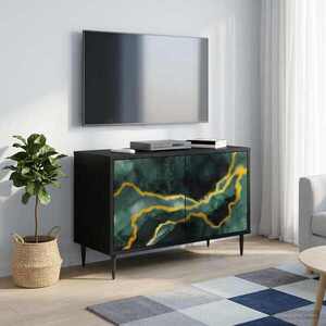 Imagine vidaXL Cabinet TV WIJHE 69 x 33 x 50, 5 cm Stejar Negru Lemn prelucrat
