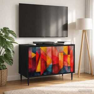 Imagine vidaXL Cabinet TV HEESCH 69 x 33 x 50, 5 cm Stejar Negru Lemn prelucrat