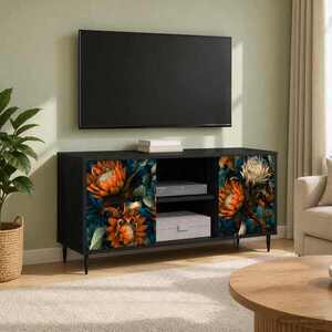 Imagine vidaXL Cabinet TV LOCHEM 102 x 33 x 51 cm Stejar Negru Lemn prelucrat