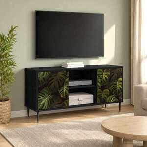 Imagine vidaXL Cabinet TV ELBURG 102 x 33 x 51 cm Stejar Negru Lemn prelucrat