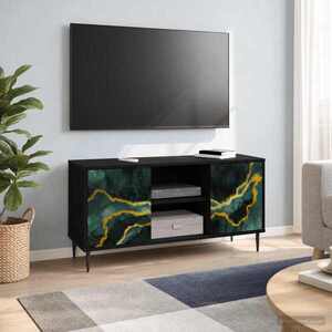 Imagine vidaXL Cabinet TV WIJHE 102 x 33 x 51 cm Stejar Negru Lemn prelucrat