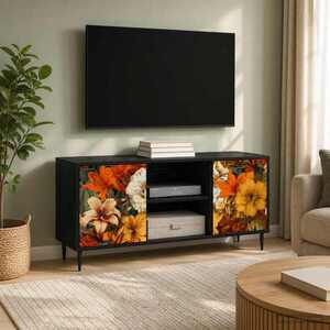 Imagine vidaXL Cabinet TV GENNEP 102 x 33 x 51 cm Stejar Negru Lemn prelucrat