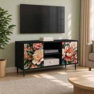 Imagine vidaXL Cabinet TV BORNE 102 x 33 x 51 cm Stejar Negru Lemn prelucrat